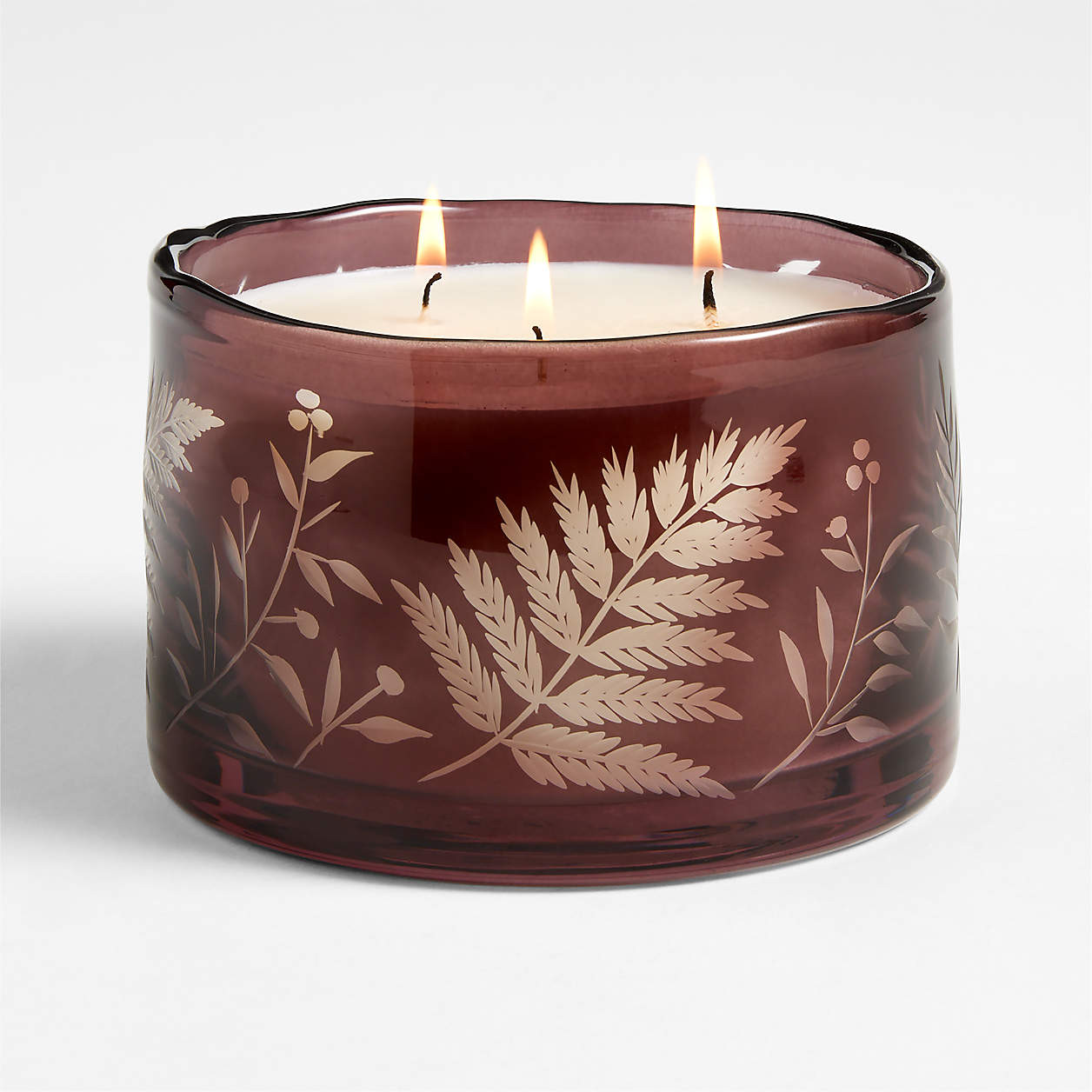 Crisp Apple + Smoky Sage 3-Wick Scented Etched Candle + Reviews | Crate & Barrel | Crate & Barrel