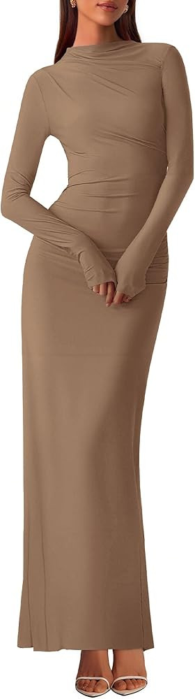 BTFBM Long Sleeve Bodycon Maxi Dress | Amazon (US)
