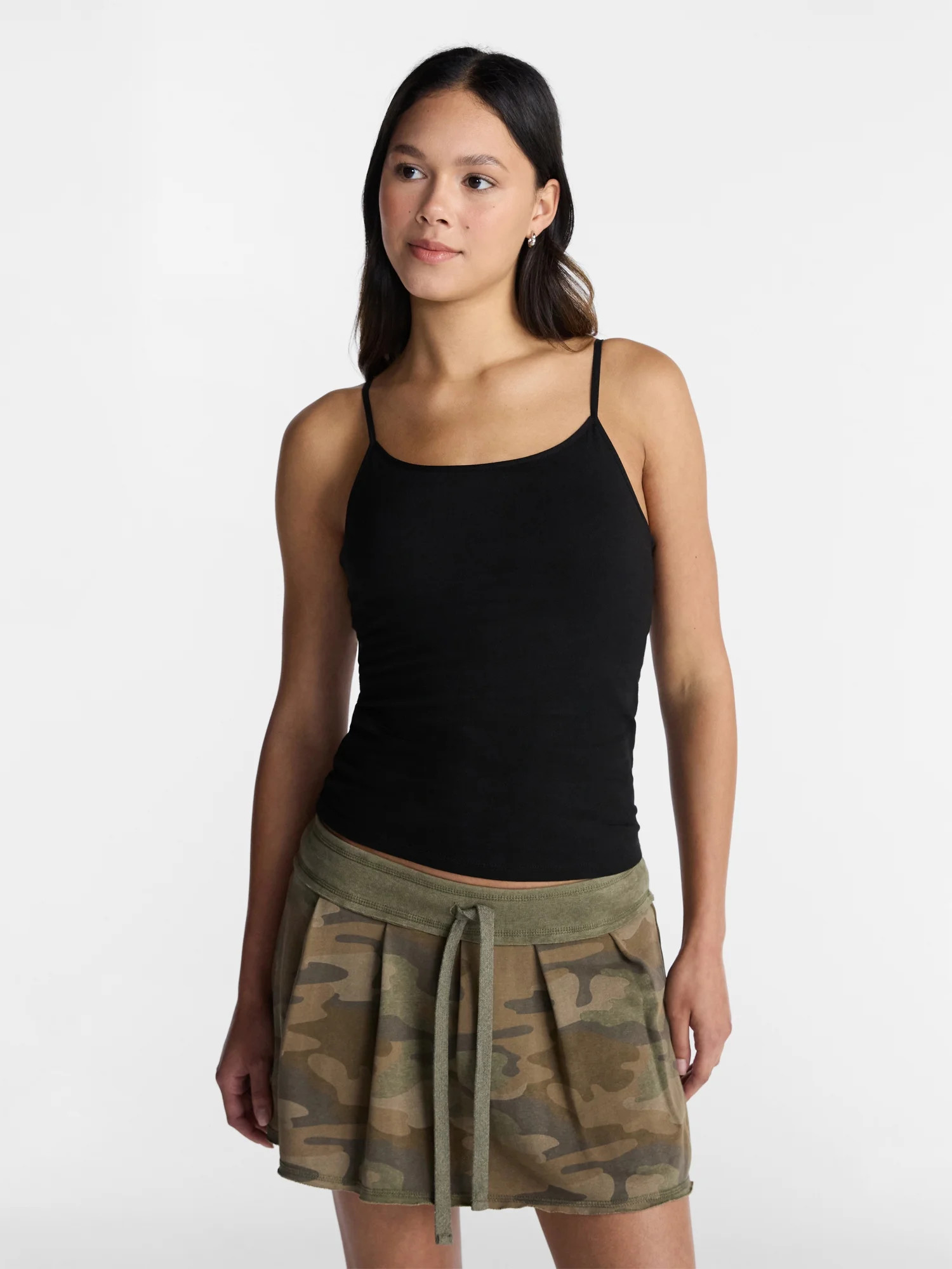 No Boundaries Cropped Cami Top with Shelf Bra, Women's XXS-XXL | Walmart (US)