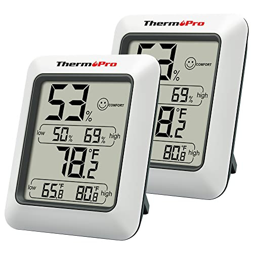 ThermoPro TP50 2 Pieces Digital Hygrometer Indoor Thermometer Room Thermometer and Humidity Gauge with Temperature Humidity Monitor | Amazon (US)