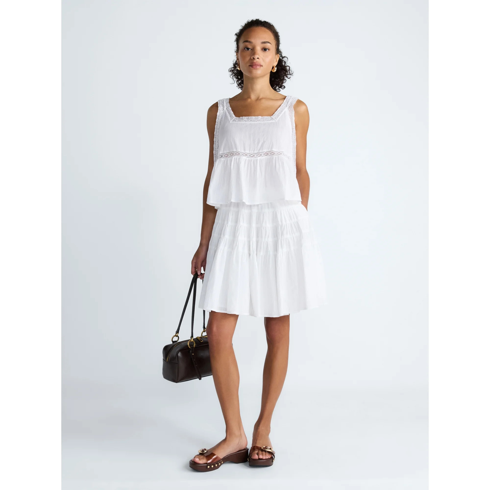 Scoop Women’s and Women’s Plus Cropped Lace Cotton Tank Top, Sizes XS-4X | Walmart (US)