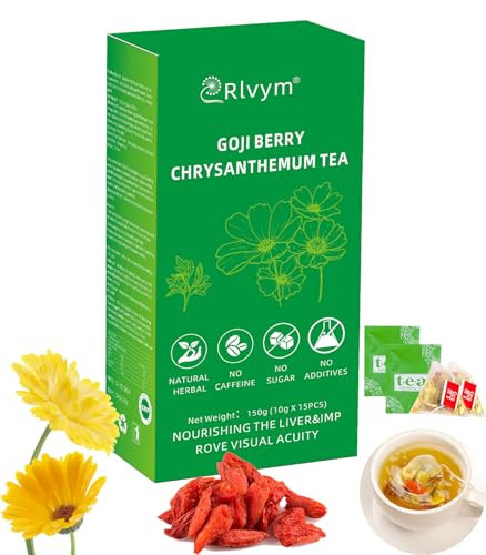 Goji Berry Chrysanthemum Tea for Liver Health, Dandelion Wolfberry Tea Bags, Chinese Health Herbal Tea, Include Cassia Seed, Licorice, Orange Peel, Gardenia, Tea Loose Leaf(1Box,15 Bags) | Amazon (US)
