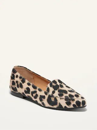 Leopard-Print Canvas Pointed-Toe Loafers | Old Navy (US)