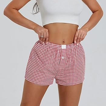 NUFIWI Women Y2k Pajamas Shorts Gingham Cute Pj Short Pants Plaid Lounge Shorts Sleep Bottoms Ela... | Amazon (US)