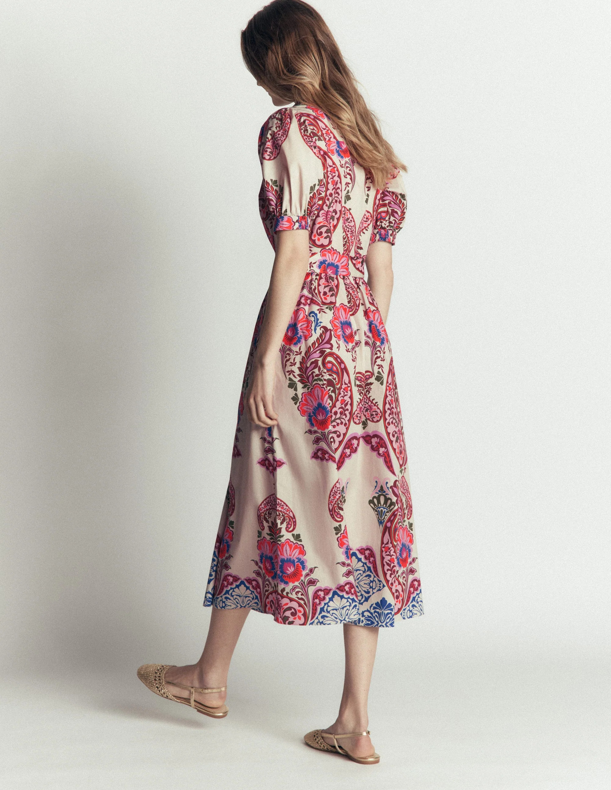 Belted Cotton Midi Dress-Multi, Bohemia Dream | Boden (US)