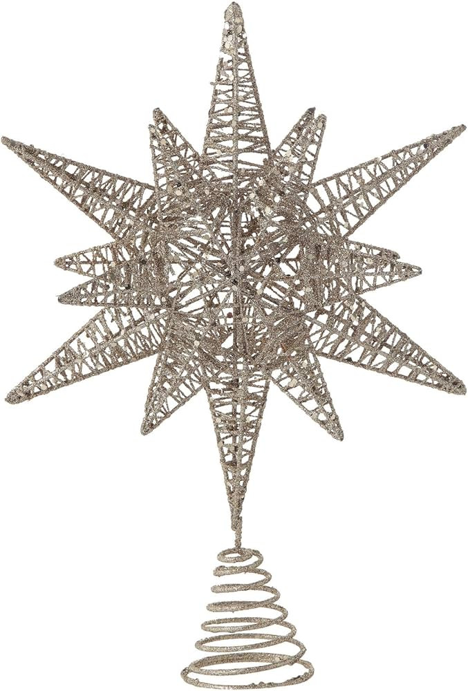 Multidimensional Metal Star Tree Topper with Gold Glitter | Amazon (US)