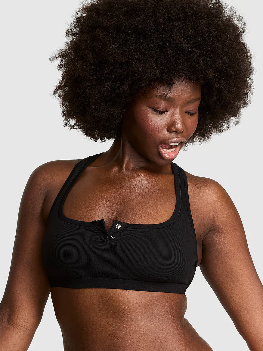 Buy Cotton Dorm Unlined Racerback Bralette, Black - Order Bralettes online - Victoria's Secret US | Victoria's Secret (US / CA )