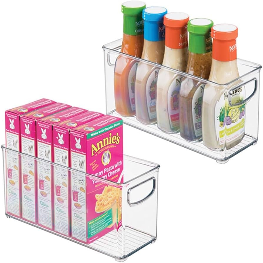 iDesign Plastic Stackable Pantry Bin - Storage Bin with Handles for Cabinets or Fridge - Set of 2... | Amazon (US)