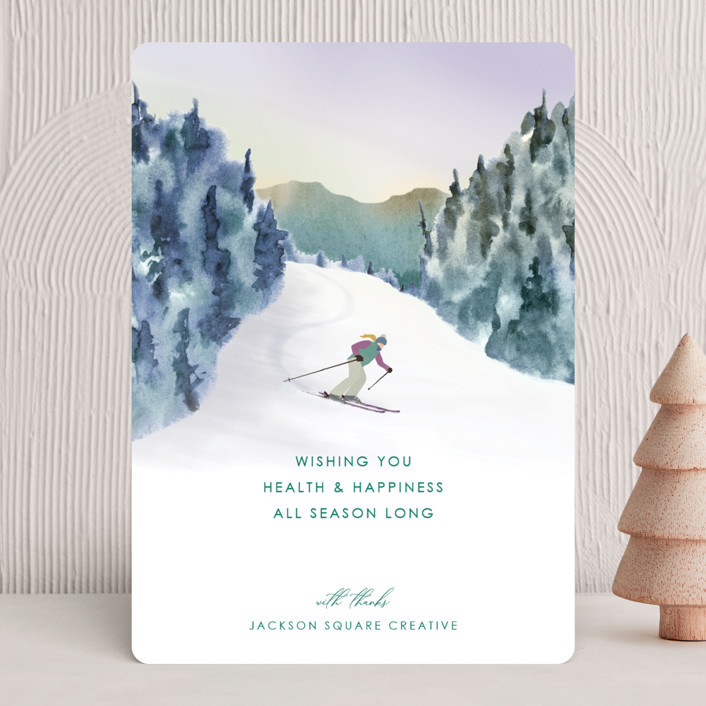 "A Good Turn" - Customizable Business Holiday Cards in Blue or Green by Shannon. | Minted