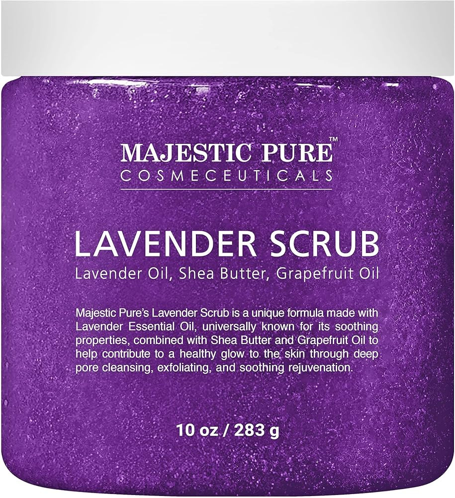 Lavender Oil Body Scrub Exfoliator with Shea Butter and Grapefruit Oil by Majestic Pure - Exfolia... | Amazon (US)