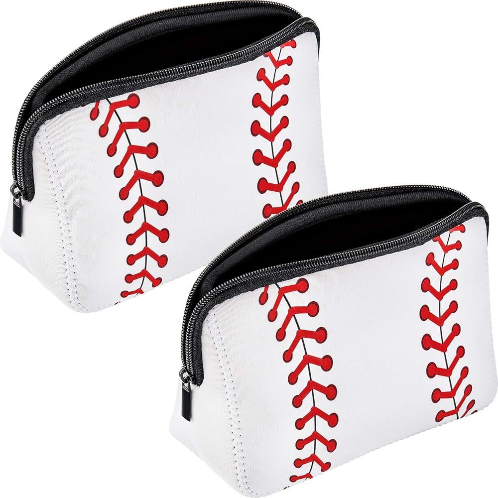 2 Pieces Softball Bag softball Print Makeup Bag Baseball Travel Cosmetic Pouch Bag Waterproof Neo... | Amazon (US)