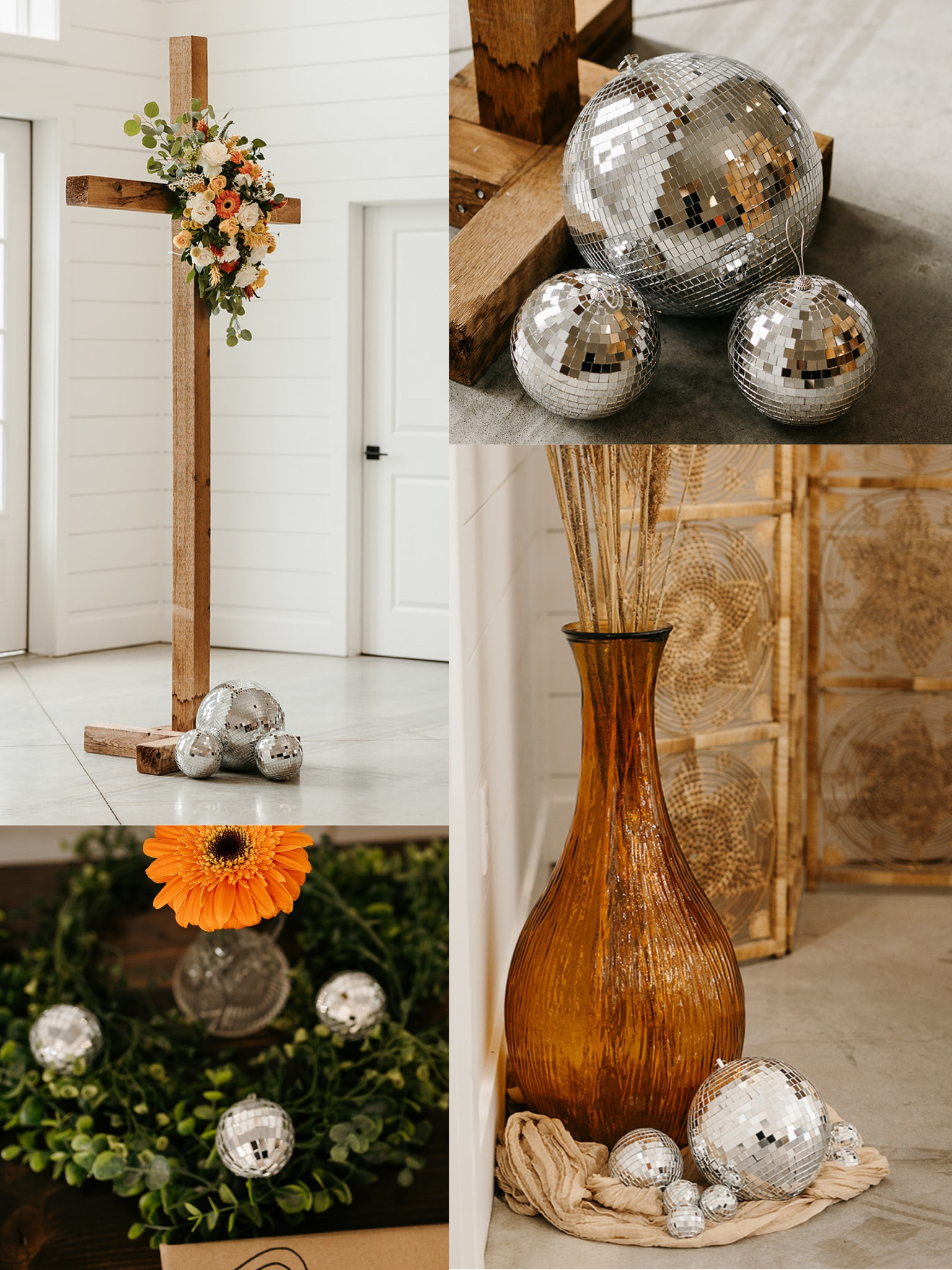 Disco ball wedding! 🪩🧡 retro wedding / wedding decor / 70s wedding / boho wedding

#LTKParties #LTKWedding