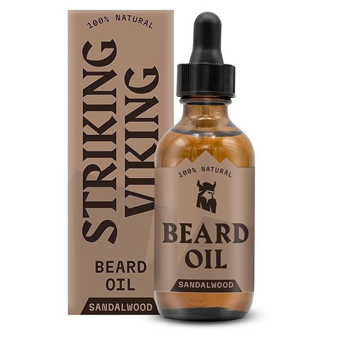 Striking Viking Sandalwood Beard Oil for Men - 2 Fl Oz, Sandalwood Scent - Natural Hydrating & So... | Amazon (US)