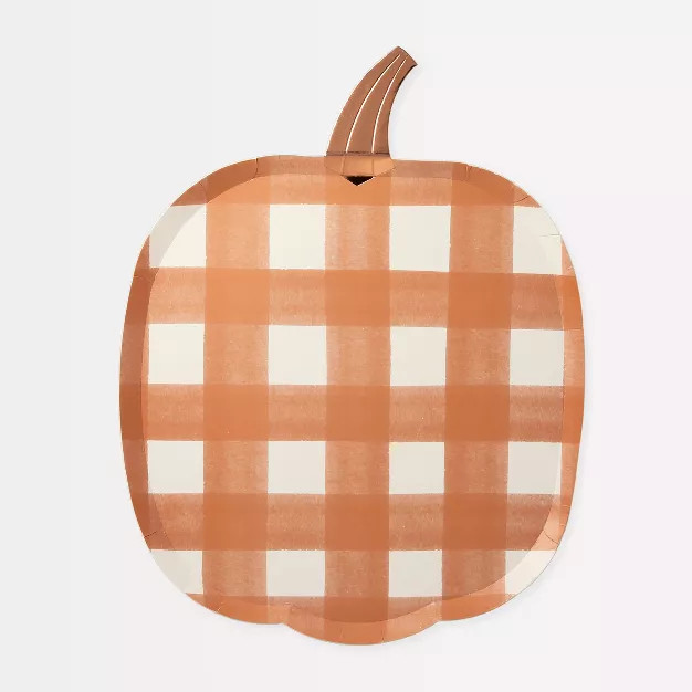 Meri Meri Gingham Pumpkin Plates (Pack of 8). | Target