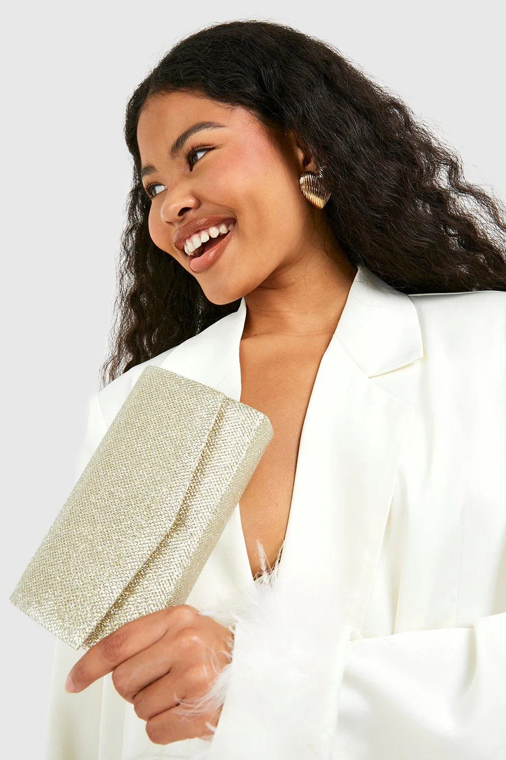 Structured Glitter Clutch Bag & Chain | Boohoo.com (UK & IE)