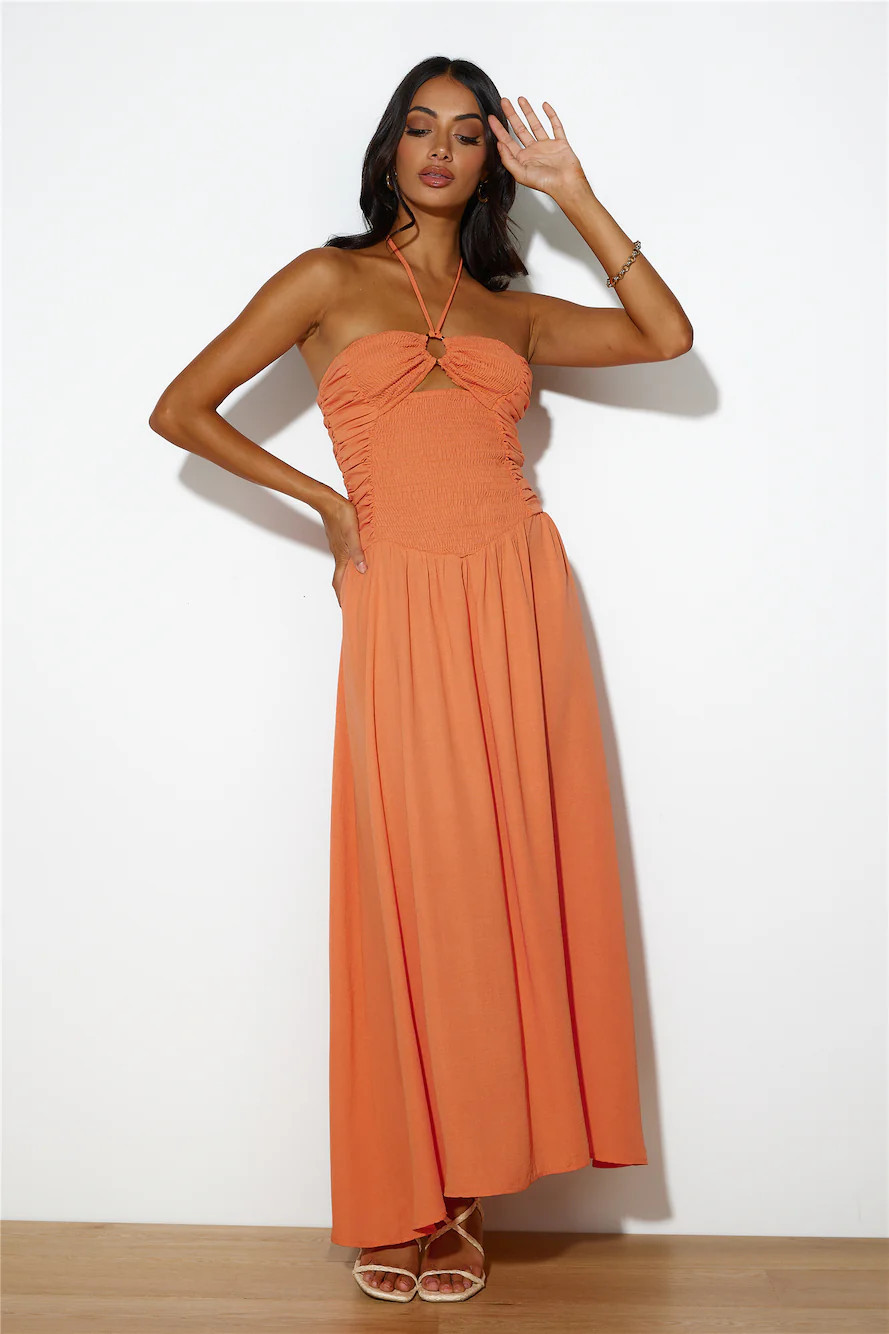Go Back In Time Maxi Dress Orange | Hello Molly (AU)