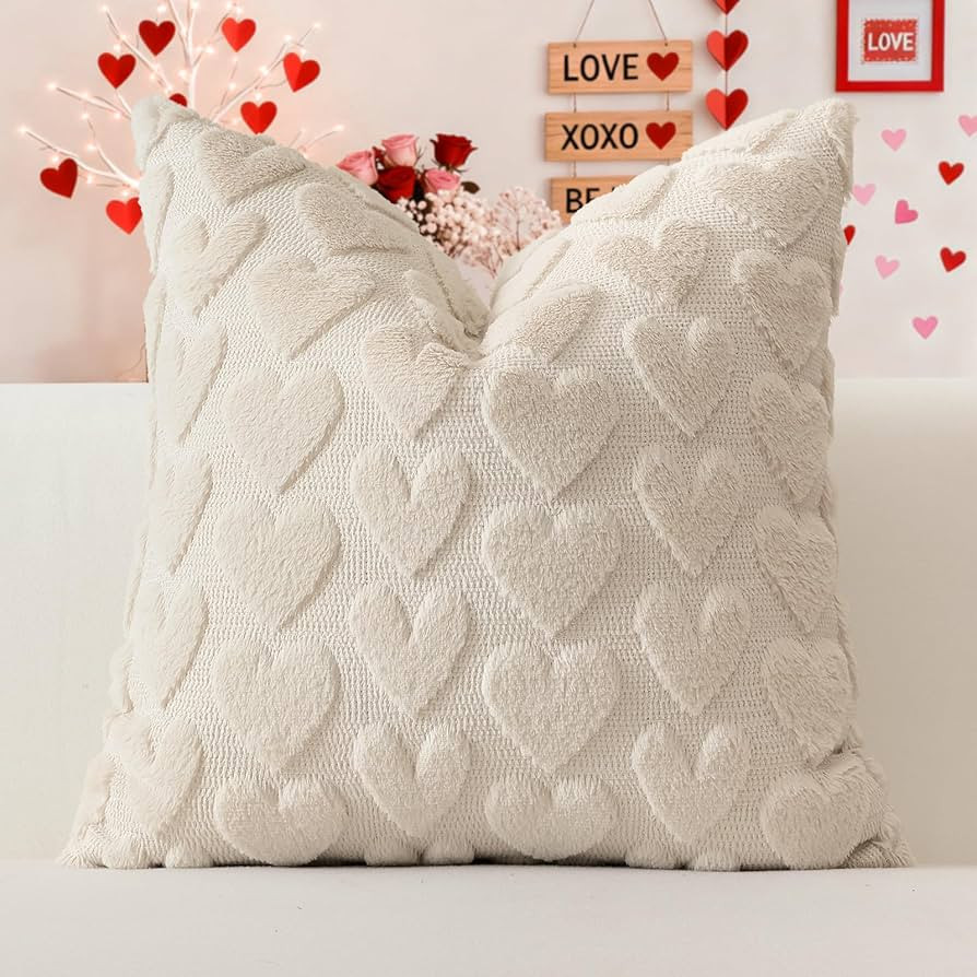 OTOSTAR Valentines Throw Pillow Cover Set of 1 Love Heart Cushion Cover for Sofa 20x20 Inch Squar... | Amazon (US)