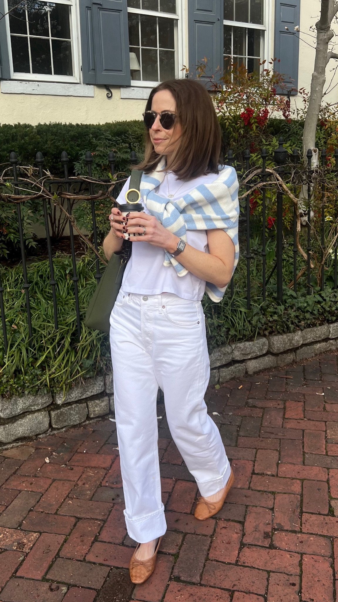 Styling Spring pieces from Evereve:
Agolde Fran white jeans
Velvet striped sweater
Schutz Arissa woven ballet flats
Cuts white tee

#LTKSeasonal #LTKstyletip
