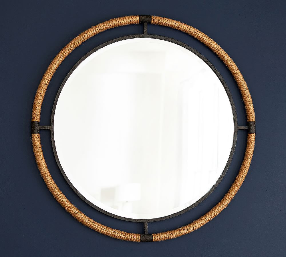 Starrett 36" Round Iron & Rope Frame Wall Mirror | Pottery Barn (US)
