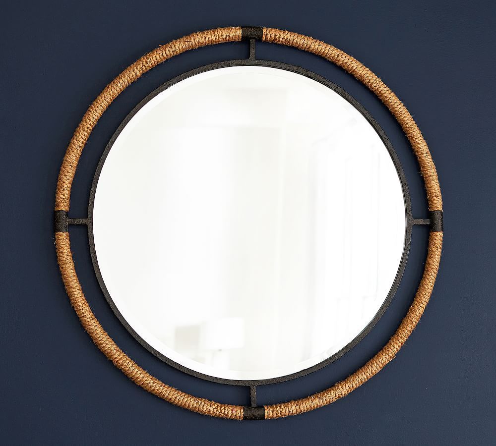 Starrett 36" Round Iron & Rope Frame Wall Mirror | Pottery Barn (US)