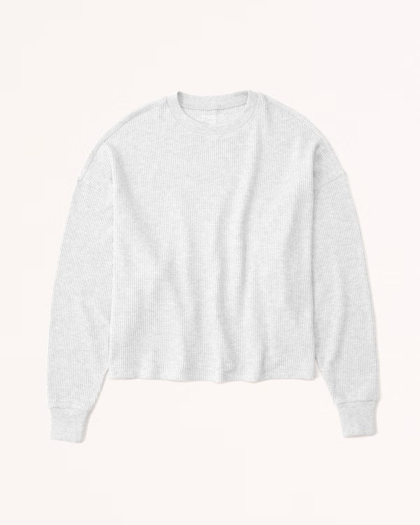 Long-Sleeve Oversized Waffle Tee | Abercrombie & Fitch (US)