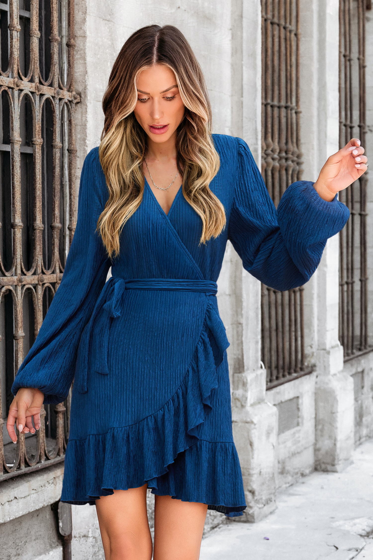 Text Back Blue Mini Dress | Cupshe US