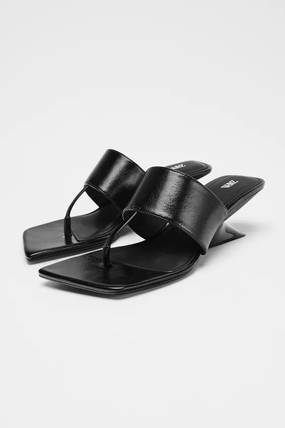 Sandal style shoes. Maxi strap on the instep with toe loop. Asymmetric wedge heel. Square toe.Hee... | Zara US