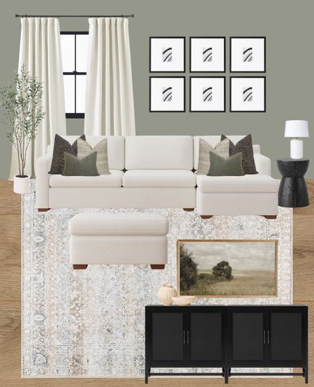 Living room, green living room, mood board, frame tv, area rug

#LTKstyletip #LTKhome #LTKSeasonal