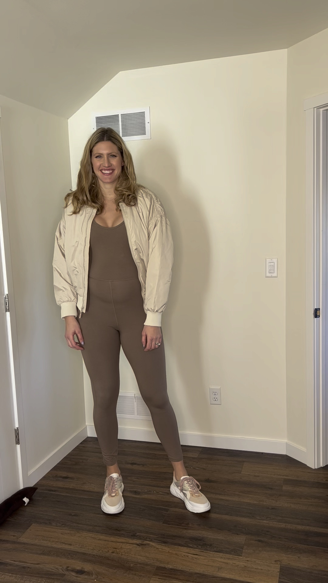 Tall and maternity friendly jumpsuit plus tall bomber jacket wearing size large in both 

#LTKstyletip #LTKunder50 #LTKbump