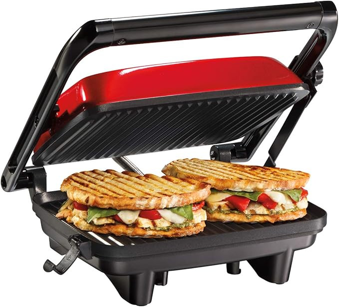 Hamilton Beach Electric Panini Press Grill With Locking Lid, Opens 180 Degrees For Any Sandwich T... | Amazon (US)
