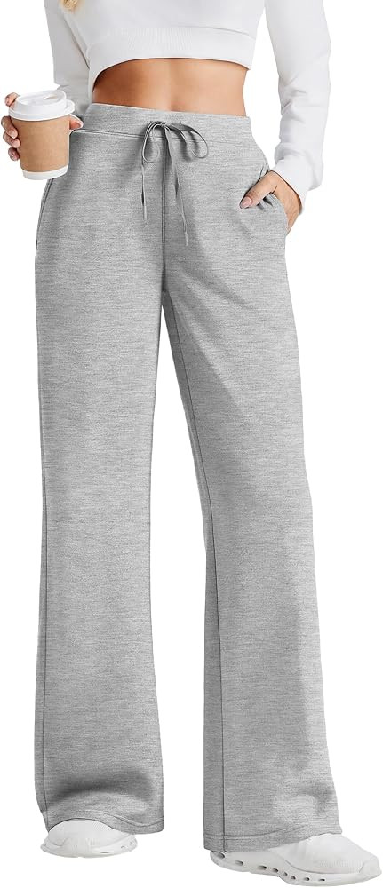 PINSPARK Women's Sweatpants Wide Leg Baggy Lounge Pants with Pockets | Amazon (US)
