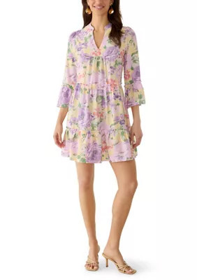 Robbie Bee Women's 3/4 Sleeve Floral Mini Dress, Small | Belk