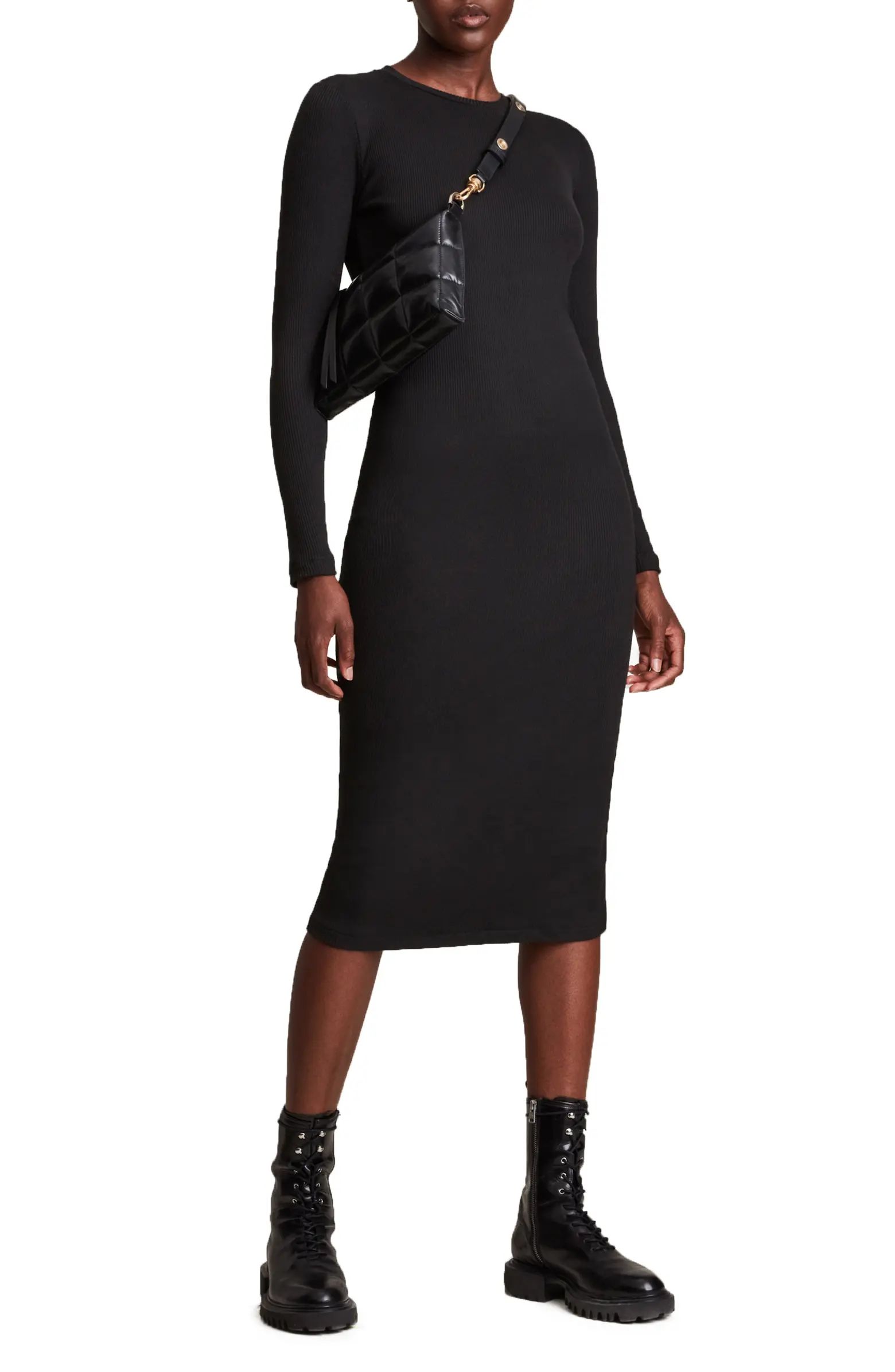 AllSaints Molly Cutout Back Long Sleeve Midi Dress | Nordstrom | Nordstrom