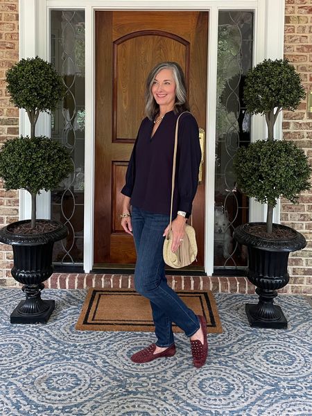 Loving these slip on jeggings from Chico’s for fall! They are so comfortable and flattering. Aren’t the studded flats darling! #fauxtopiaries #lovechicos #earlyfalloutfit #falloutfits #chicos #denim #over40fashion #over50fashion 

#LTKshoecrush #LTKFind #LTKstyletip