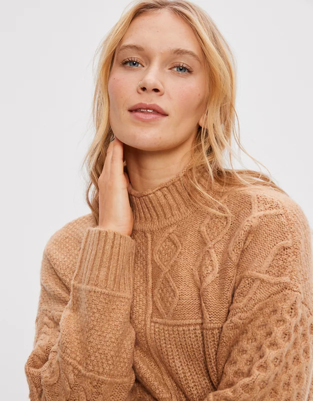 AE Soft & Cozy Mixed Stitch Sweater | American Eagle Outfitters (US & CA)