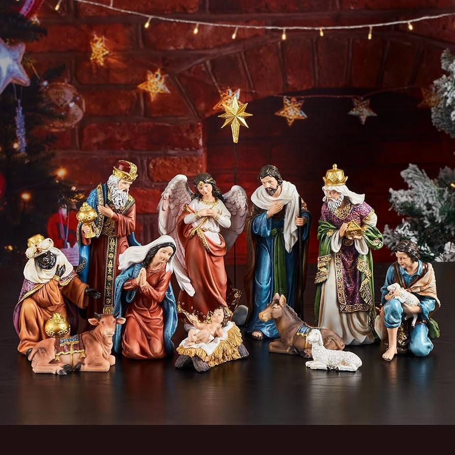 TOETOL Nativity Sets for Christmas Indoor Set of 13 Pieces 9.8 Inch Tall Nativity Scene Tabletop ... | Amazon (US)