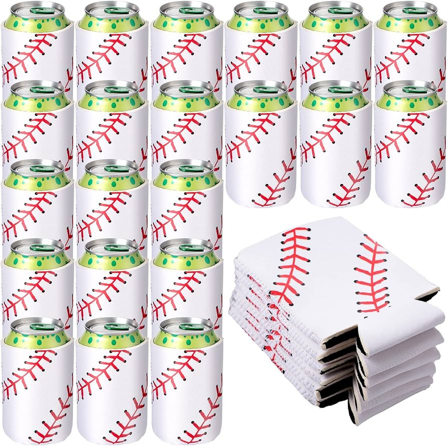 Raiten 26 Pcs Baseball Beer Can Cooler Baseball Party Favors Baseball Neoprene Drink Sleeve Colla... | Amazon (US)