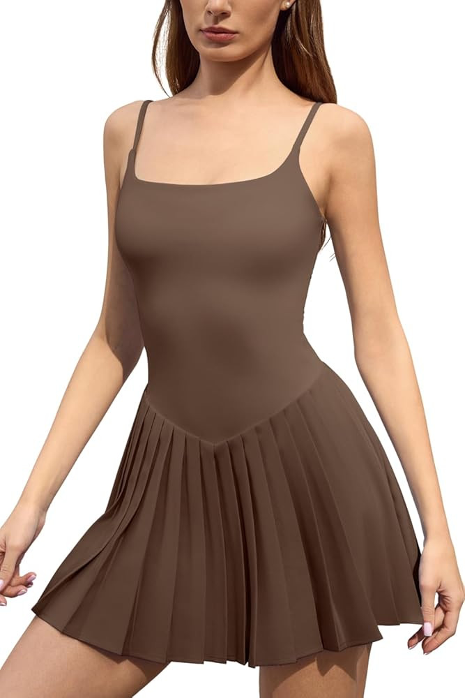Women's Tennis Dress Built-in Shorts Sleeveless Pleated Athletic Golf Dress High Waist Workout Pi... | Amazon (US)