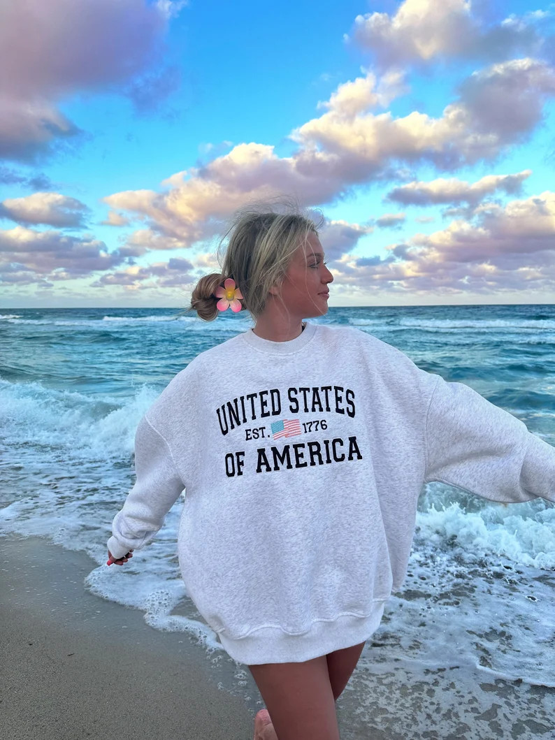 UNITED STATES OF america embroider sweatshirt | Etsy (US)