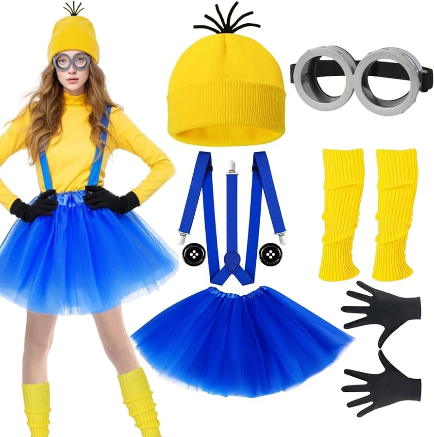 7 Pcs Yellow Halloween Costume for Women Adult, Halloween Costumes Accessories Set Cosplay Dress ... | Amazon (CA)