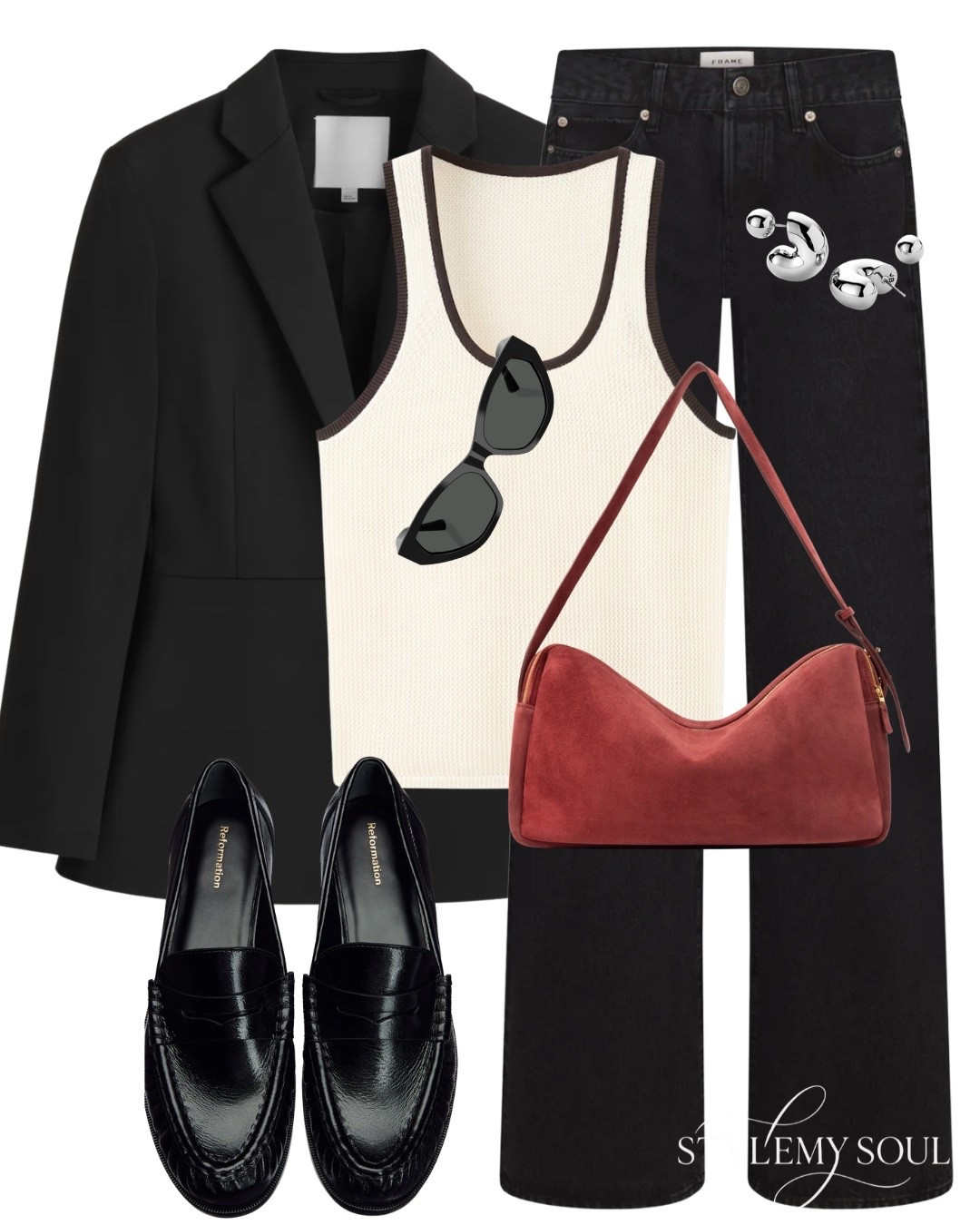 Black blazer, black jeans, red bag, loafers

#LTKautumn #LTKworkwear #LTKjeans