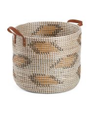 Large Seagrass Cheetah Storage Basket With Handles | TJ Maxx