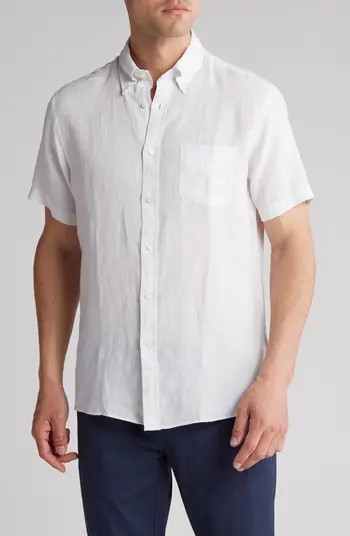 Regular Fit Short Sleeve Linen Button-Down Shirt | Nordstrom Rack
