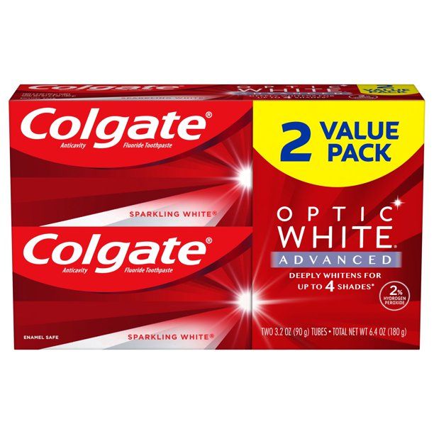 Colgate Optic White Advanced Teeth Whitening Toothpaste, Sparkling White, 3.2 Oz, 2 Pack - Walmar... | Walmart (US)