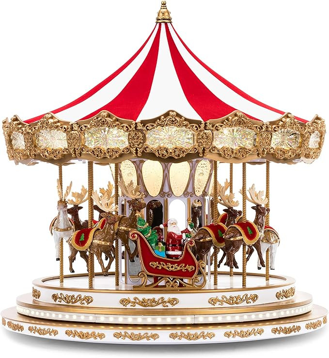 Mr. Christmas Regal Carousel Musical Animated Indoor Christmas Decoration, 17 Inch, White | Amazon (US)
