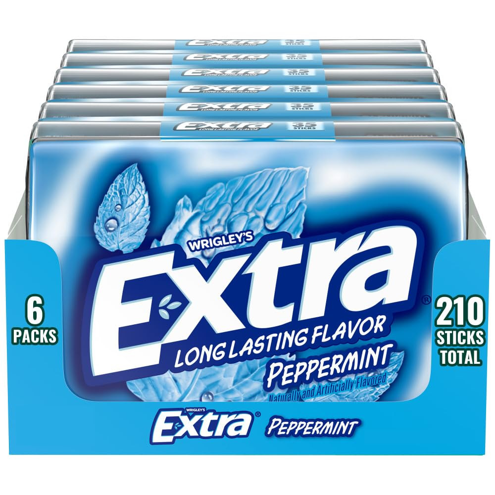 EXTRA Gum Peppermint, Bulk Chewing Gum Sugar-Free, Mega Pack of 6 with 35 Sticks Each | Amazon (US)
