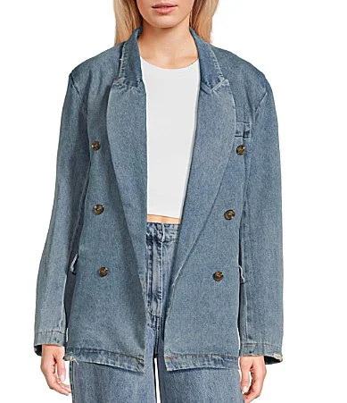 Signature 8 Denim Oversized Blazer - S | Dillard's