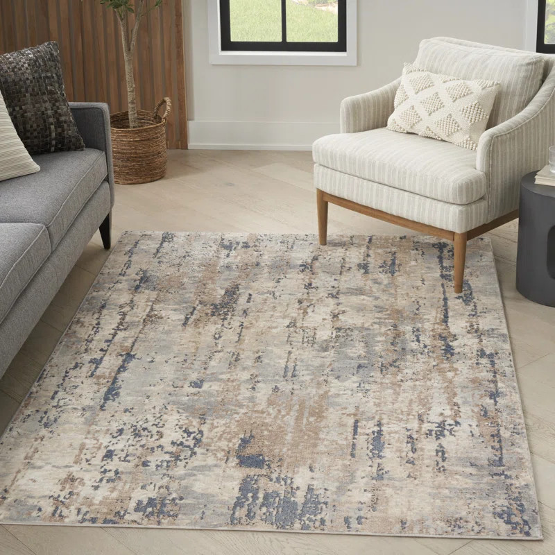 Addie Abstract Modern Machine Woven Area Rug in Beige/Gray | Wayfair North America