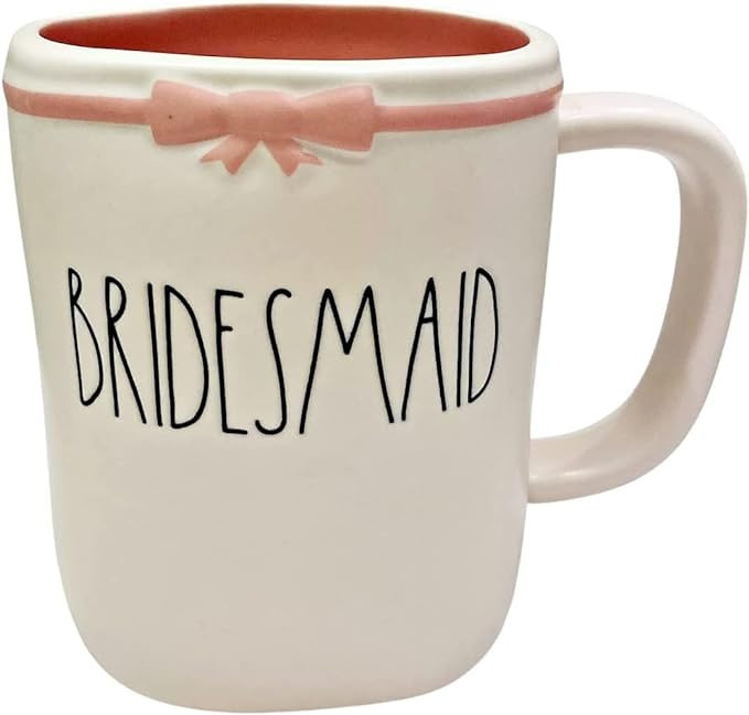 Rea Dunn BRIDESMAID Mug - Ceramic -Pink inside and Pink bow - Wedding Married - WEDDING | Amazon (US)