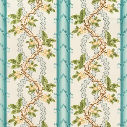 Brunschwig & Fils Josselin Cotton And Linen Print Aqua/Mist Fabric | DecoratorsBest